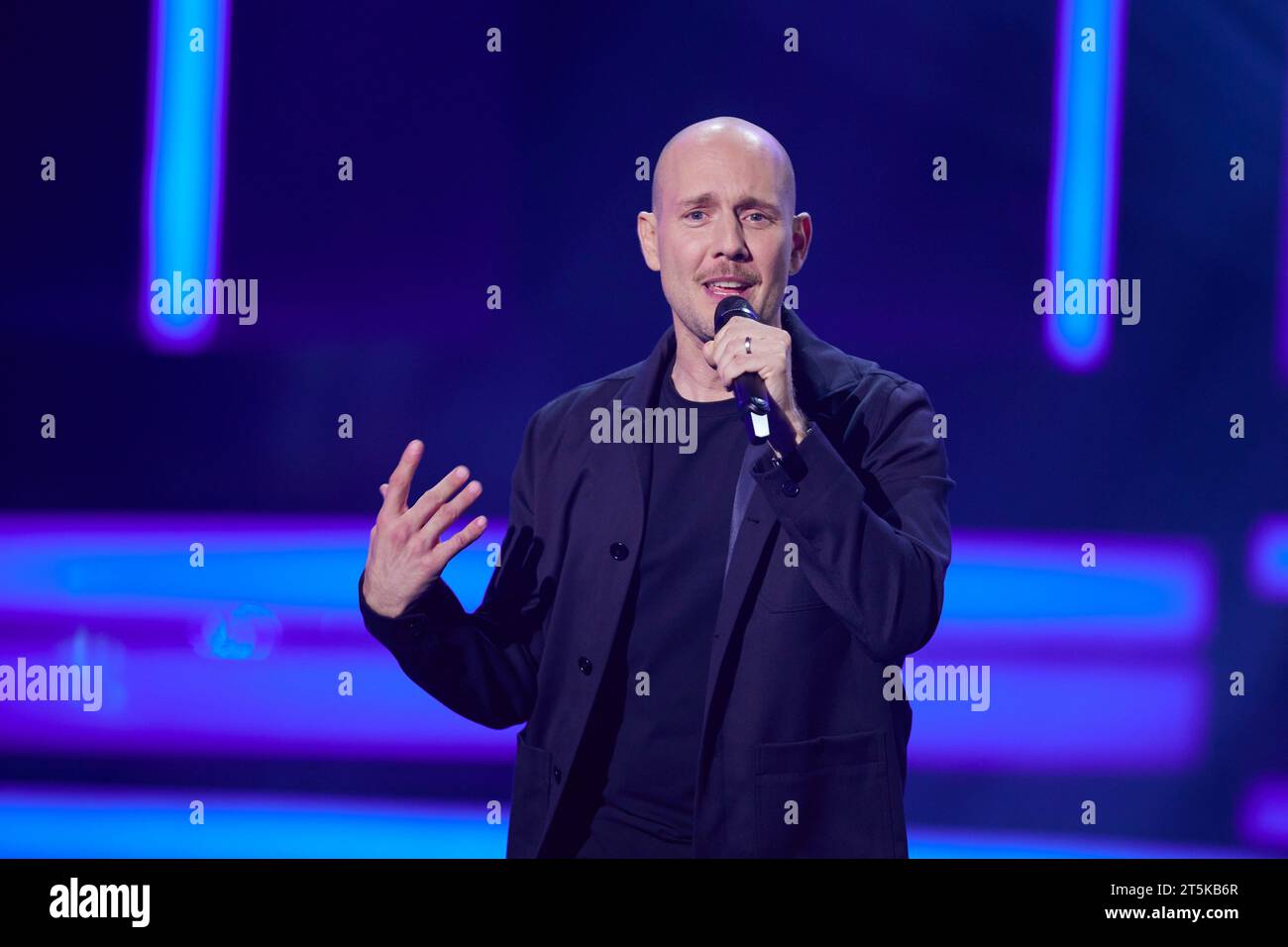 Berlin, Germany. 10th Oct, 2023. Oli P. is on stage at the recording of