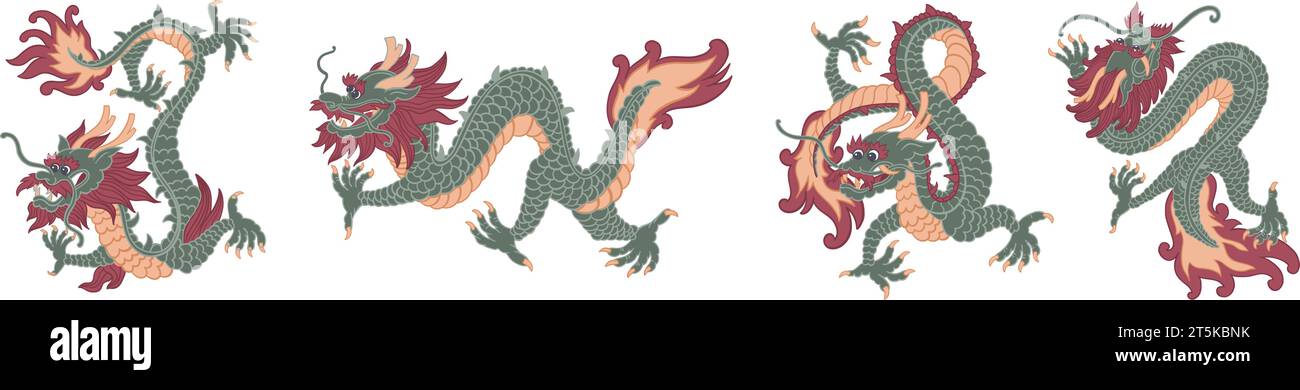 Dragons Chinese folklore and mythology creature Stock Vector