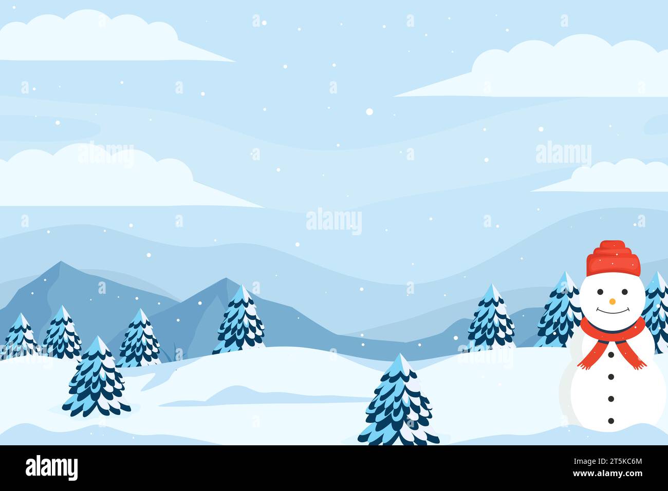 vector flat design winter landscape horizontal banner illustration Stock Vector