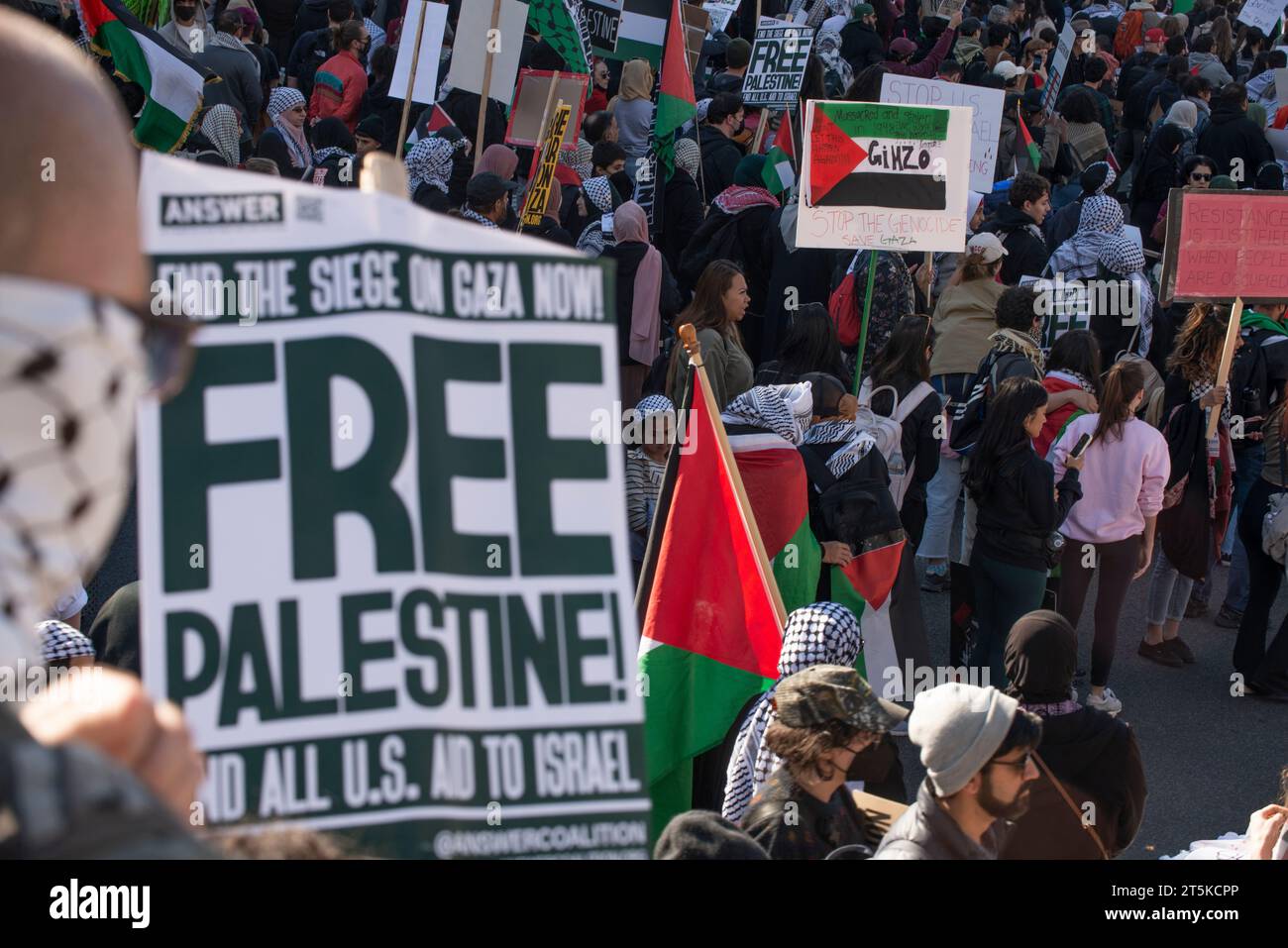 Pro-Palestinian demonstration rally  for Israel-Gaza cease-fire at Freedom Plaza. Washington DC. USA. November 4. 2023 Stock Photo