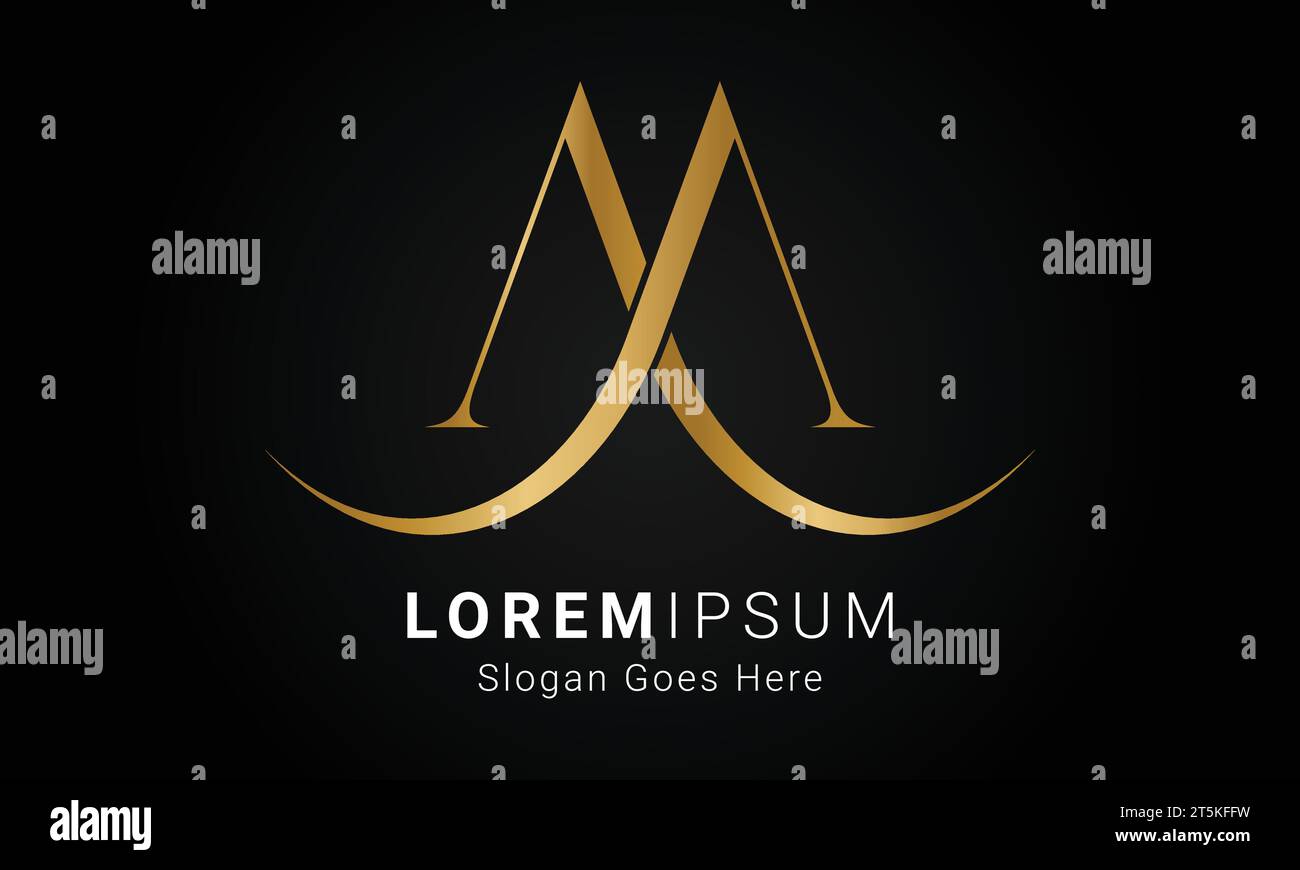 Luxury Initial AA Monogram Text Letter Logo Design Stock Vector