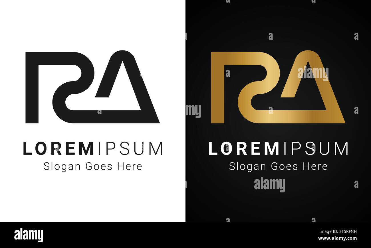 Luxury Initial RA or AR Monogram Text Letter Logo Design Stock Vector