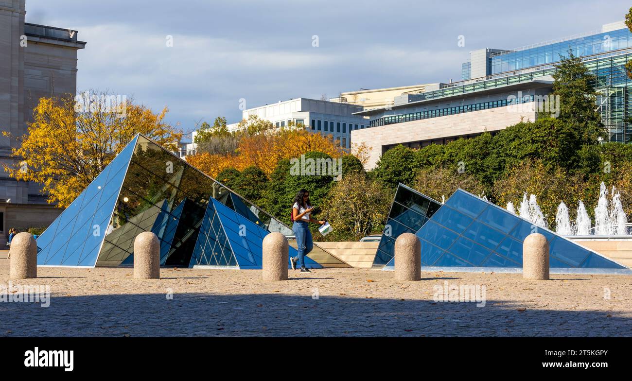 Washington, DC - October 30, 2023: The pyramids of the National Gallery of Art in Washington DC. Stock Photo