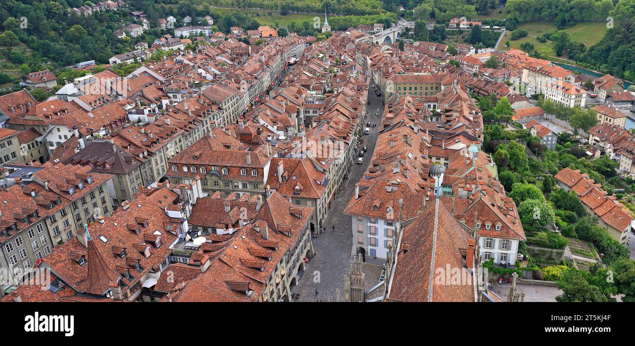 Aerial view of panorama of the city of Bern with a view of the historical center, Switzerland Stock Photo