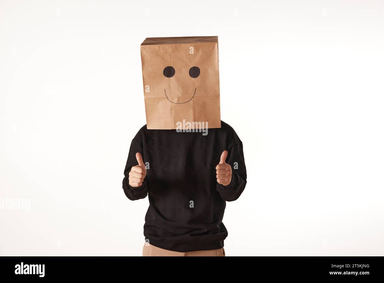 Various emotions and movements of the person wearing the mask Stock