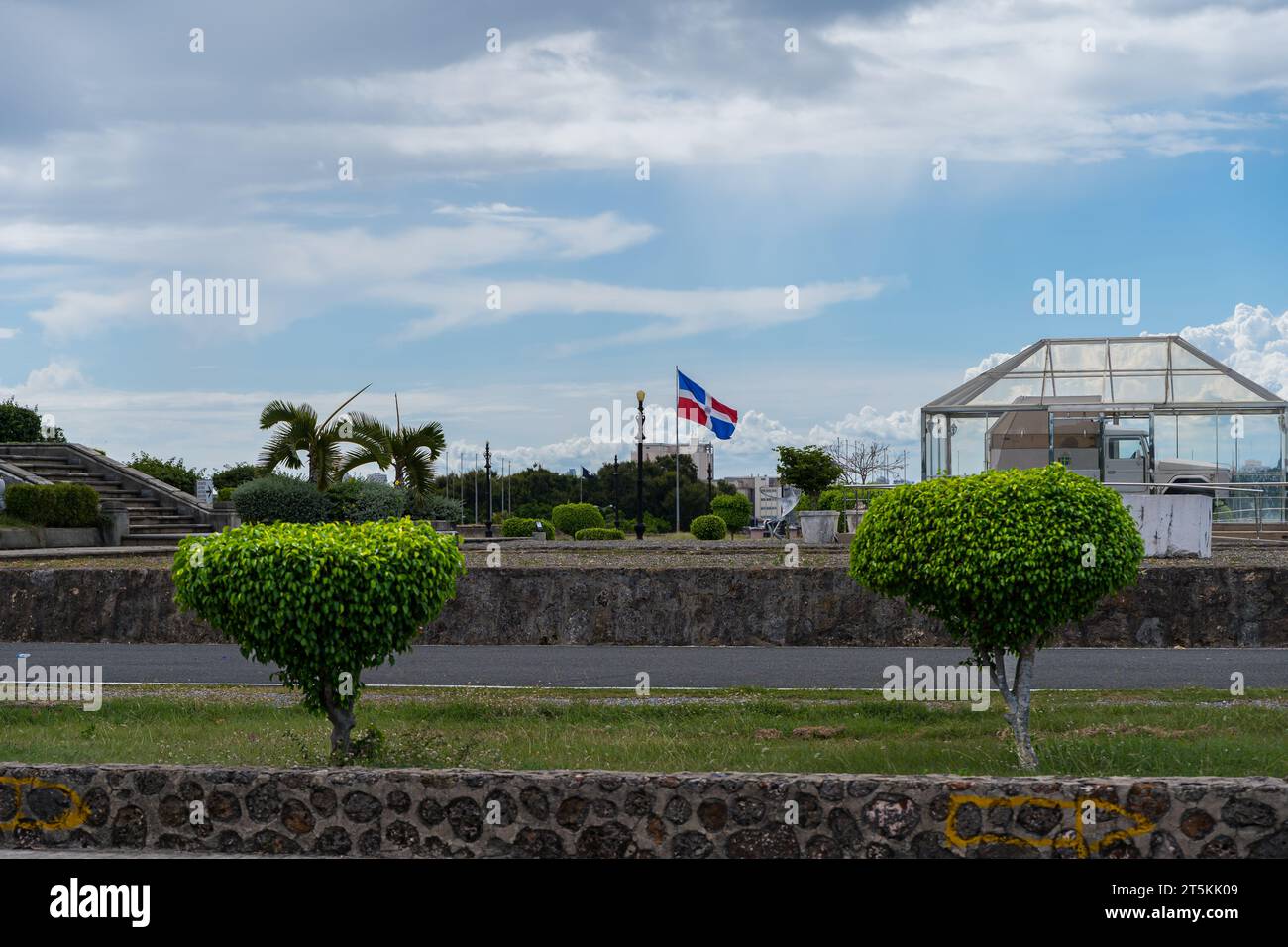 View of the Dominican Republic flag patriotic symbol in the Columbus lighthouse Stock Photo