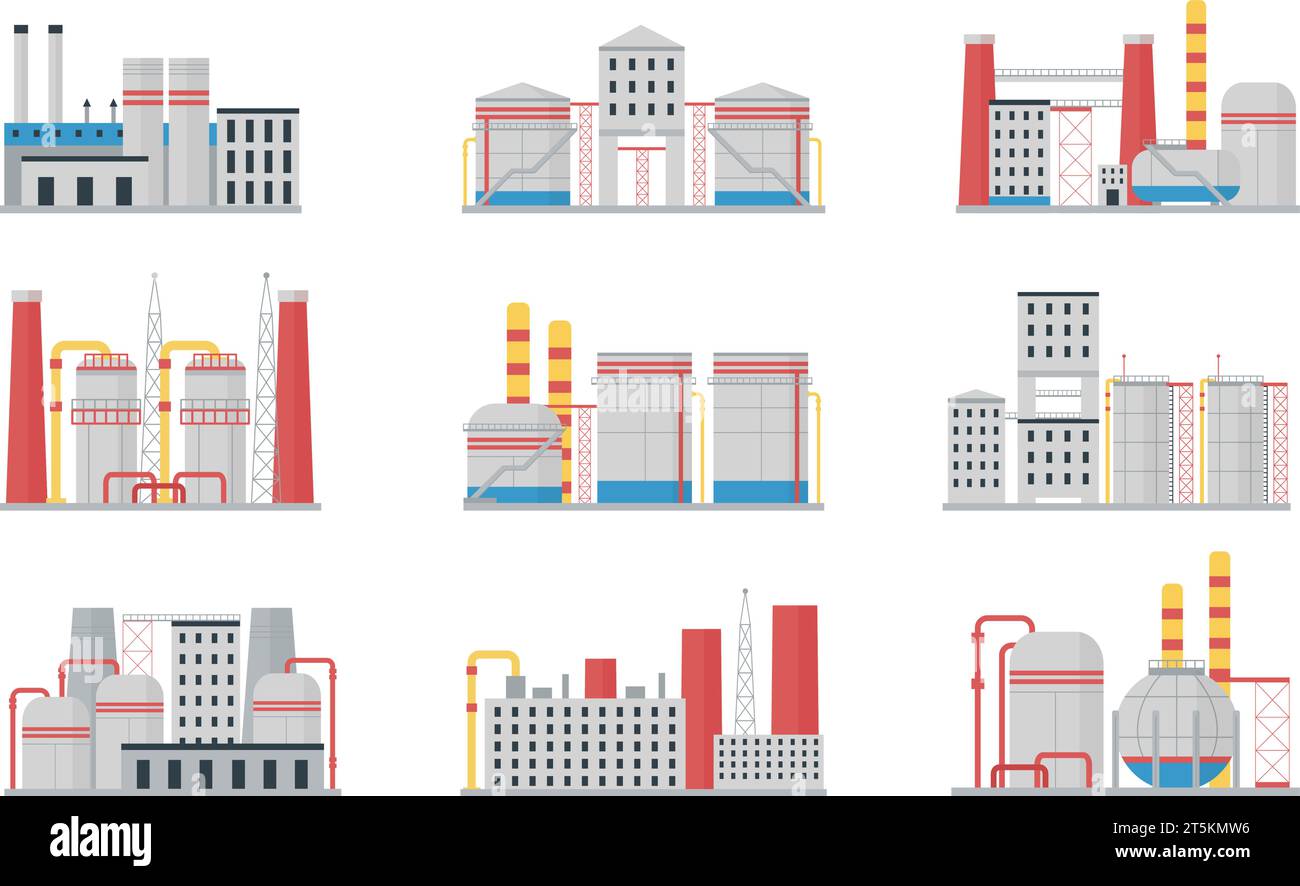 Factories concepts. Industrial buildings and oil gas storages. Factory