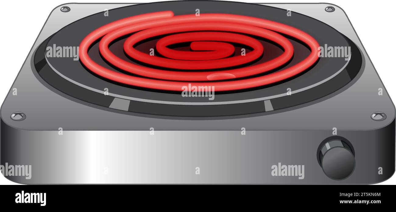 A vector cartoon illustration of an isolated electric coil stove Stock