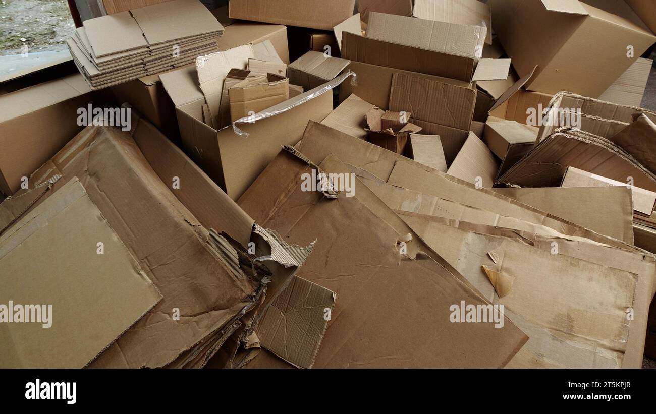 Used Cardboard Moving Boxes for Recycling. Paper packaging waste Stock Photo Alamy