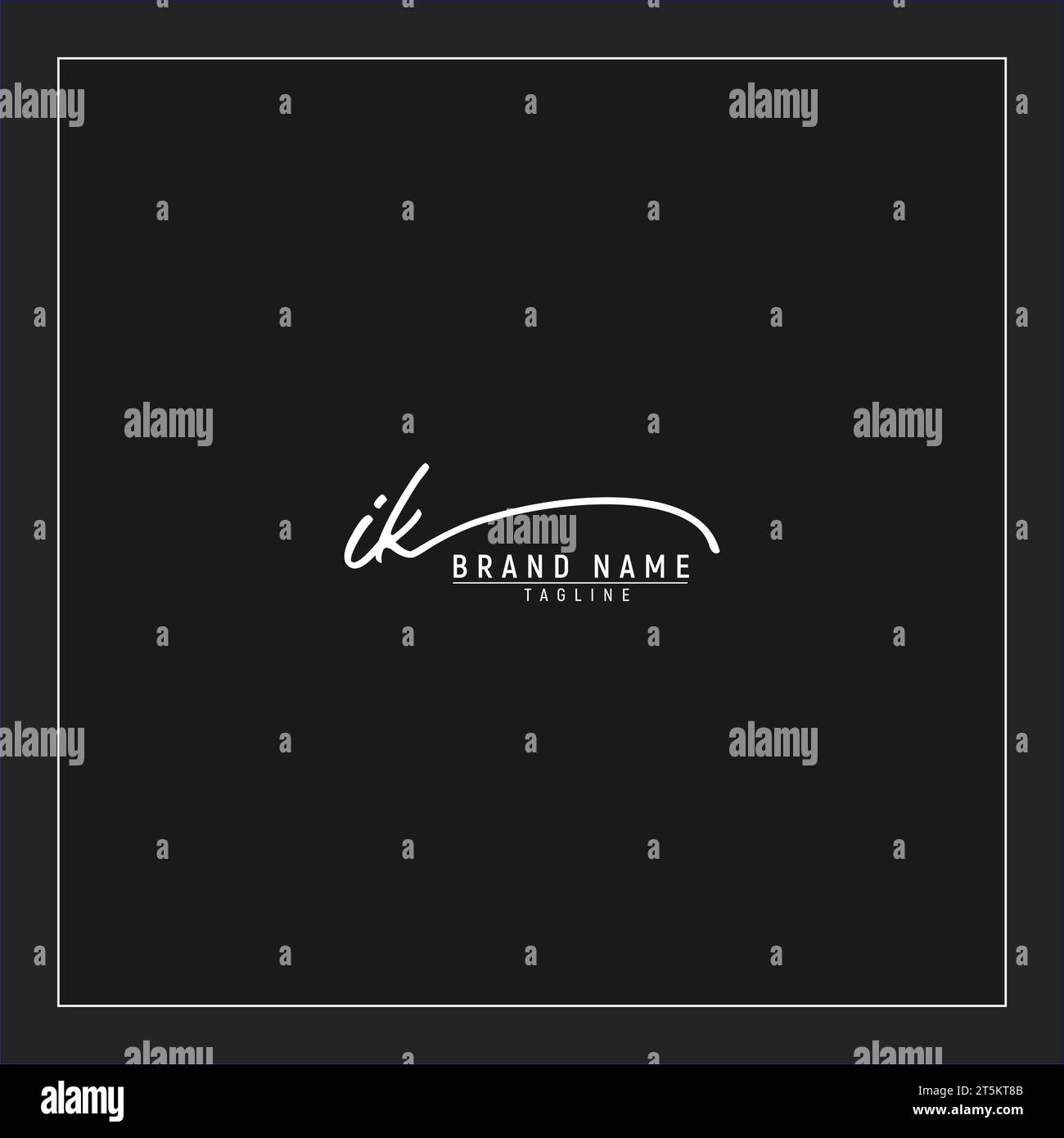 luxury initial IK logo initials signature handwriting monogram isolated on black background Stock Vector