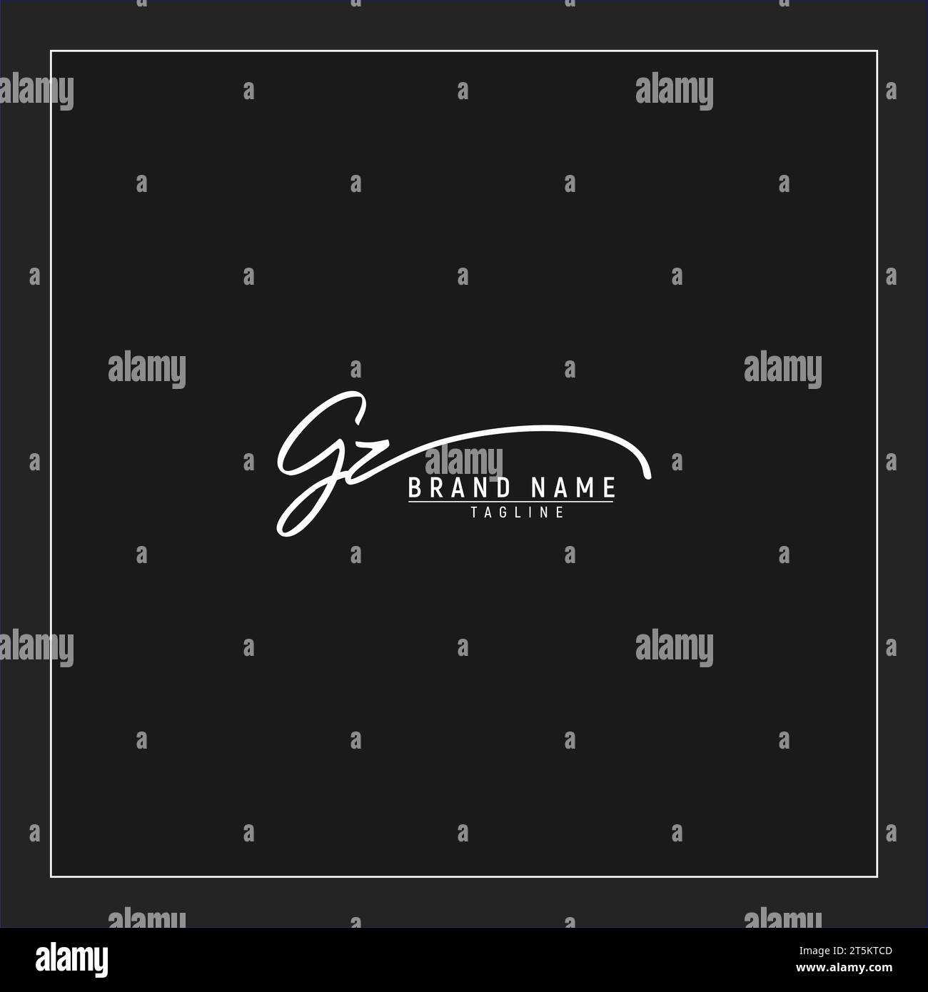 luxury initial GZ logo initials signature handwriting monogram isolated on black background Stock Vector