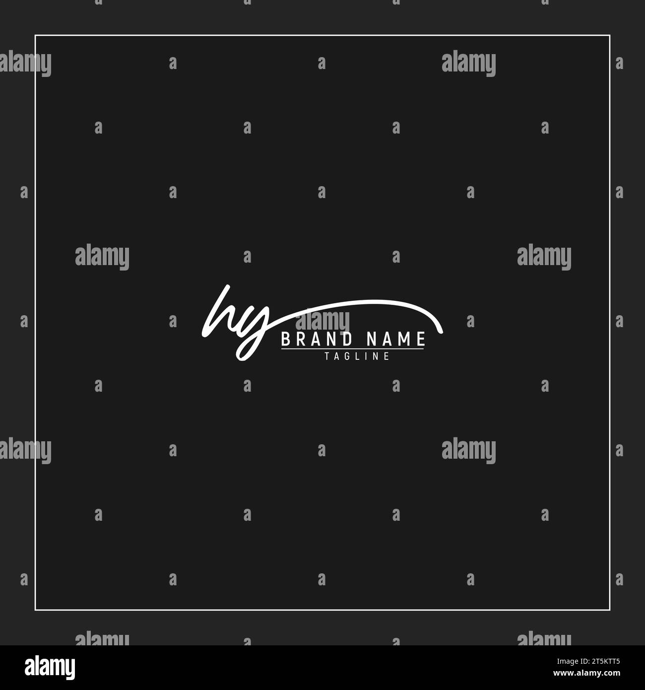 luxury initial HY logo initials signature handwriting monogram isolated on black background Stock Vector