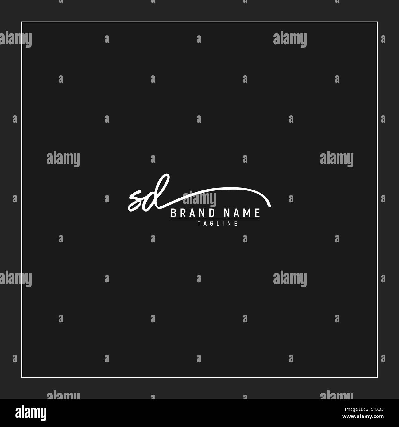 luxury initial SD logo initials signature handwriting monogram isolated on black background Stock Vector