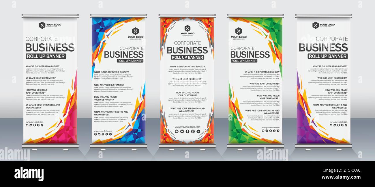 Business Roll Up Set. Standee Design. Banner Template, Abstract Blue ...