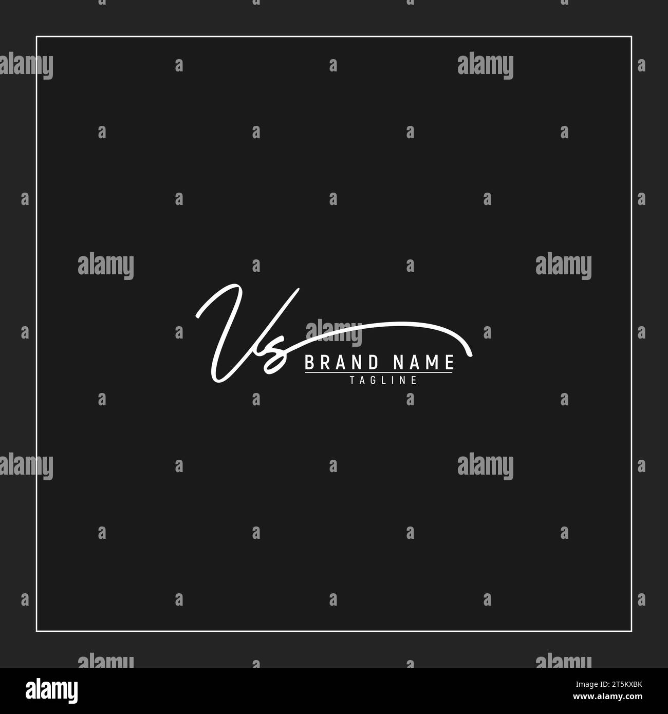 luxury initial VS logo initials signature handwriting monogram isolated on black background Stock Vector