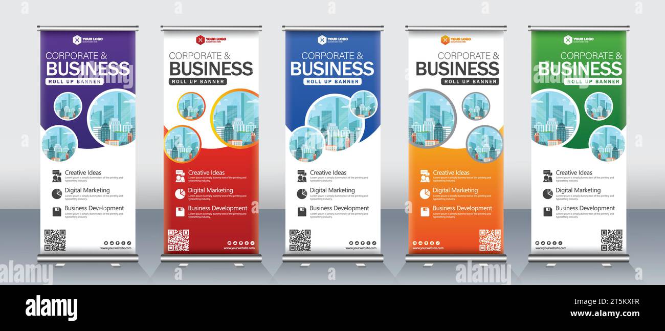 Business Roll Up Set. Standee Design. Banner Template, Abstract Blue ...
