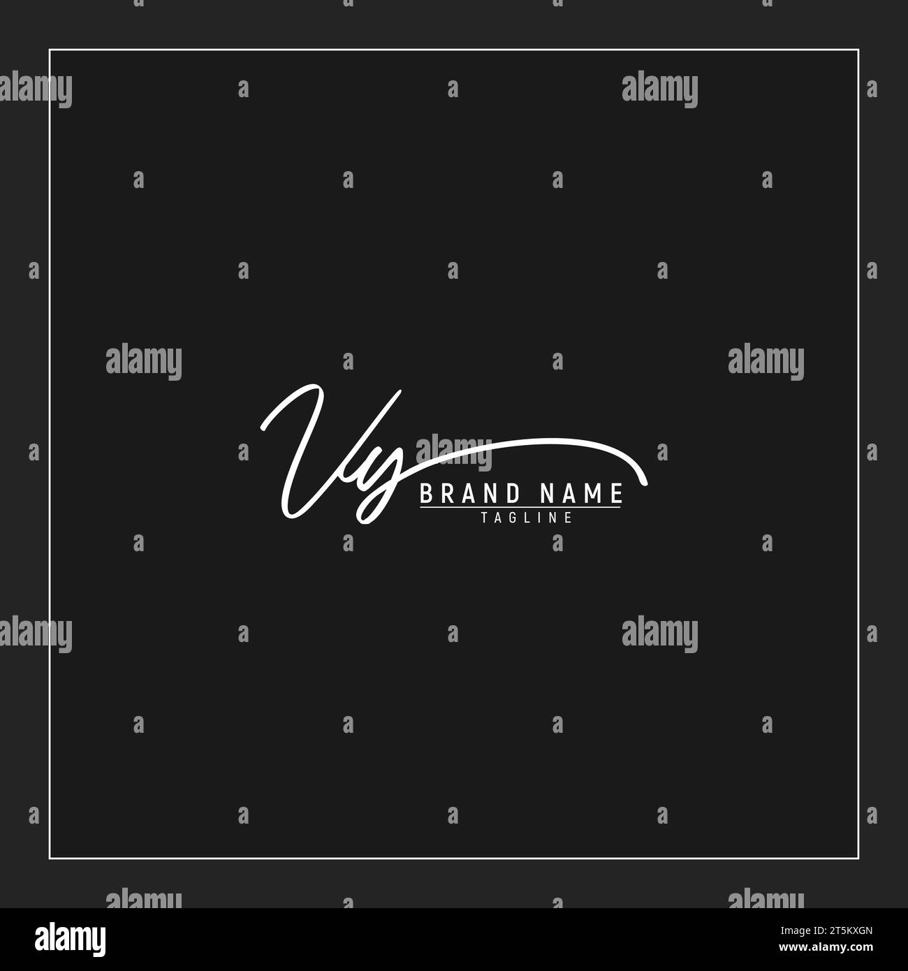luxury initial VY logo initials signature handwriting monogram isolated on black background Stock Vector
