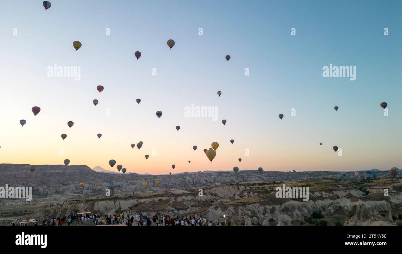 Hot air balloons. Hot air balloons flying over Fairy chimneys in ...