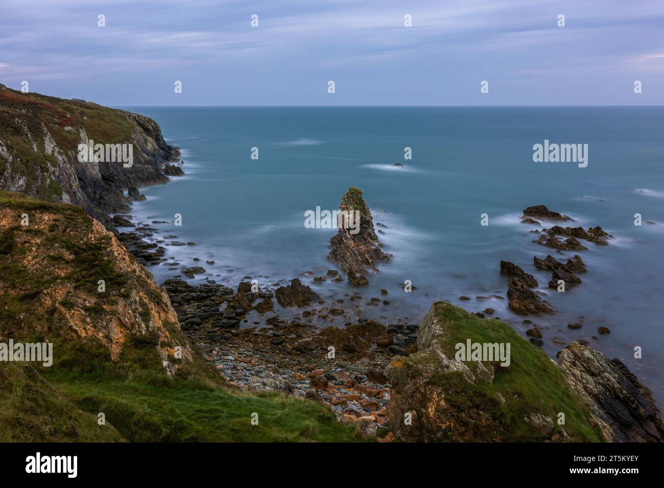 Iconic sea stacks in Rhoscolyn, Wales. Stock Photo