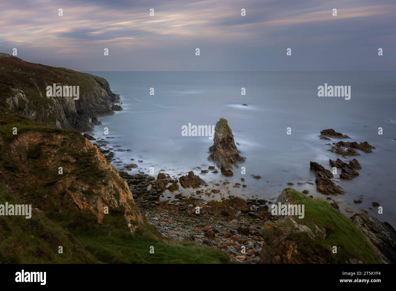 Iconic sea stacks in Rhoscolyn, Wales. Stock Photo