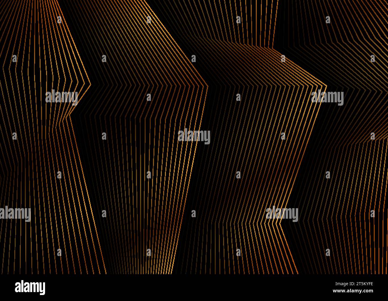 Black abstract background with golden curved lines pattern. Geometric ...