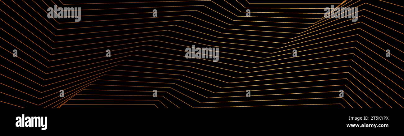 Black abstract background with golden curved lines. Geometric vector ...