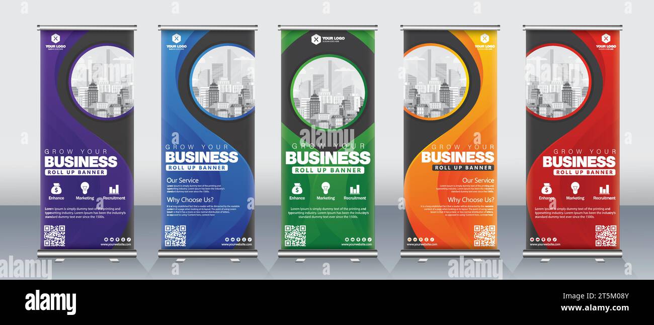 Business Roll Up Set. Standee Design. Banner Template, Abstract Blue ...