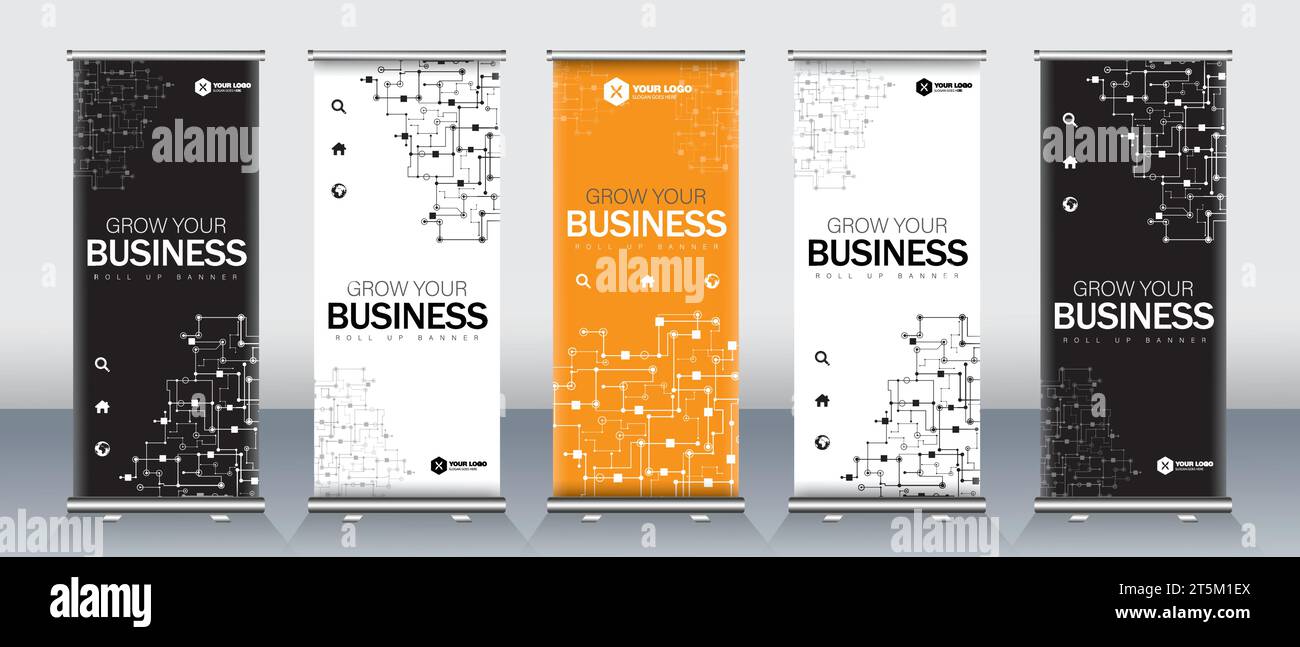 Business Roll Up Set. Standee Design. Banner Template, Abstract Blue ...