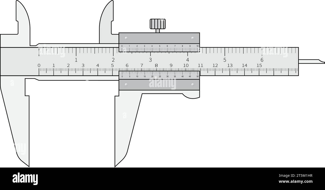 Vernier Caliper device for measuring internal and external dimensions. Vector illustration Stock Vector