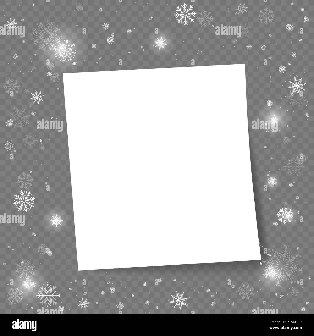 Christmas photo message template with snowfall Stock Vector