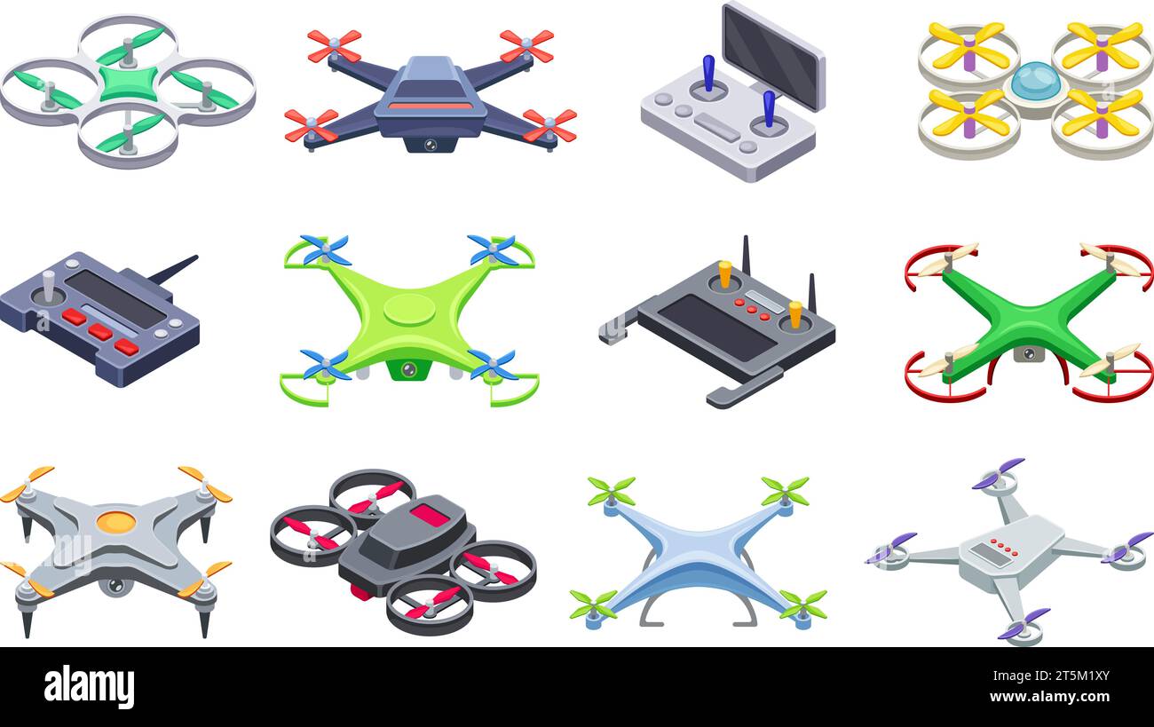 Quadcopter controller. Remote control antenna drone, flying robot