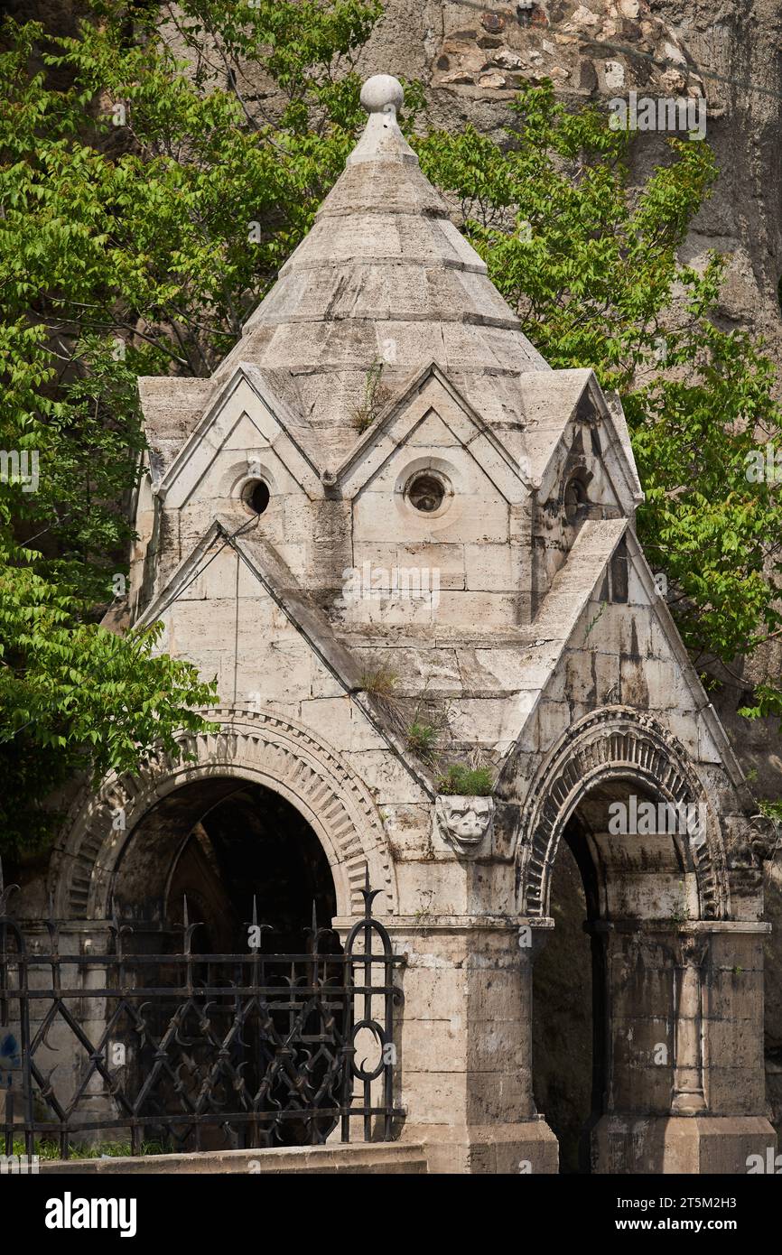 Stone arch of the Gellert Hill Cave (Hungarian: Gellérthegyi-barlang). Budapest, Hungary - 7 May, 2019 Stock Photo