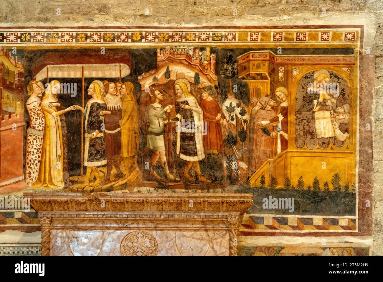 Fresken im Innenraum des Dom von Trient oder Kathedrale San Vigilio, Trient, Trentino, Italien, Europa |  Frescoes at the Trento Cathedral Cattedrale Stock Photo