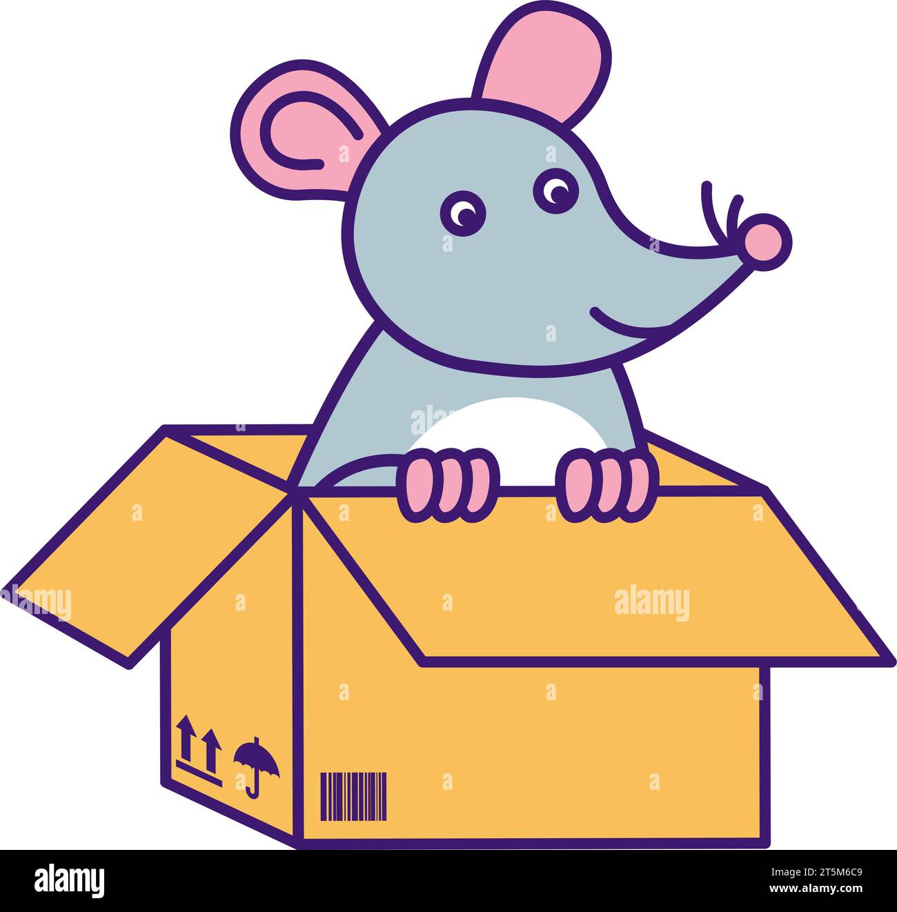 Funny rat in box isolated Stock Vector Images - Alamy
