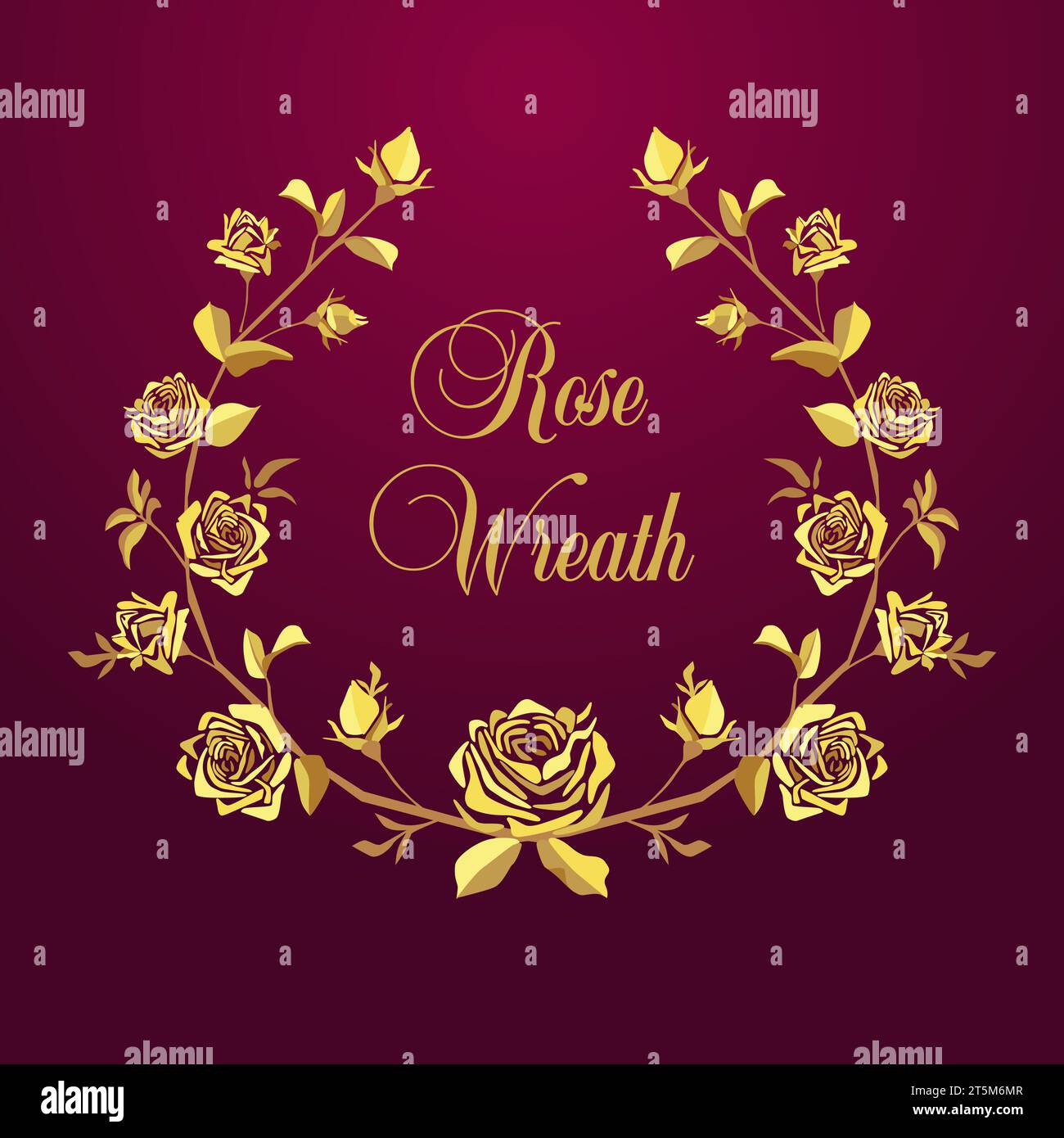 Awards logo design. Floral award symbol, golden icon. Round wreath with vintage roses. Decorative ornament. Isolated sign with flowers and leaves. Stock Vector