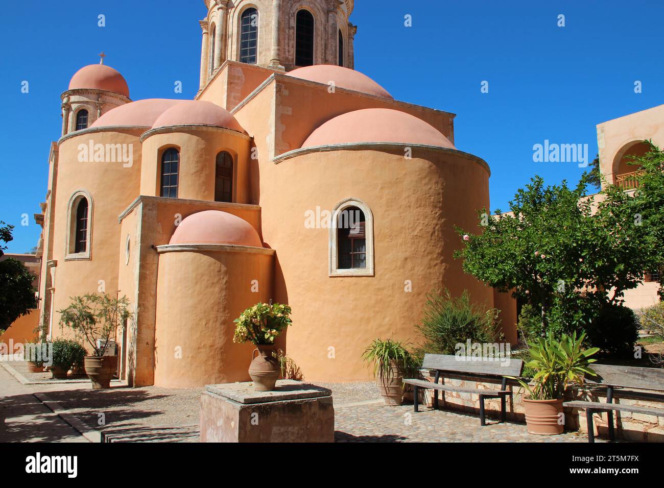 church in an orthodox monastery (agia triada) in crete in greece Stock Photo