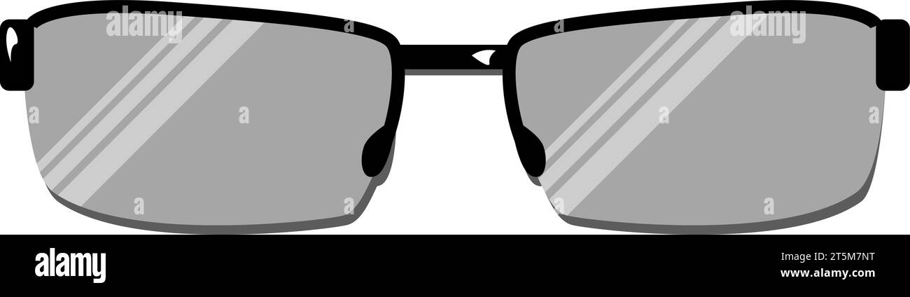 Translucent sunglasses. Health and vision protection. Eye protection accessory. Cartoon monochrome black and white vector isolated on white background Stock Vector