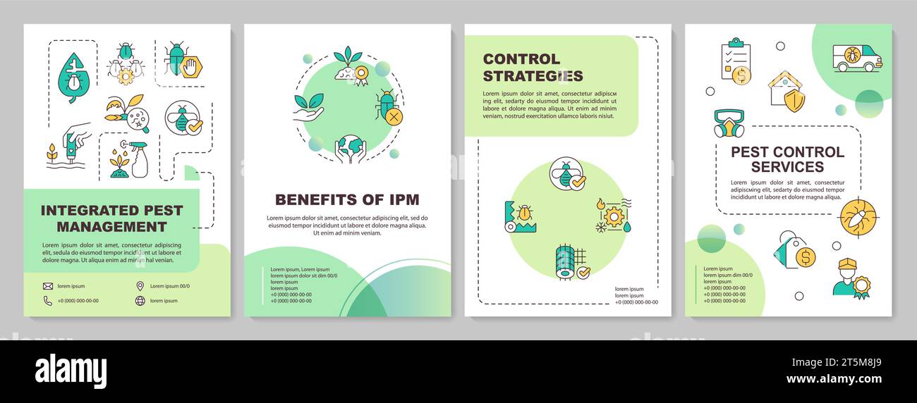 2D brochure with integrated pest management gradient icons Stock Vector