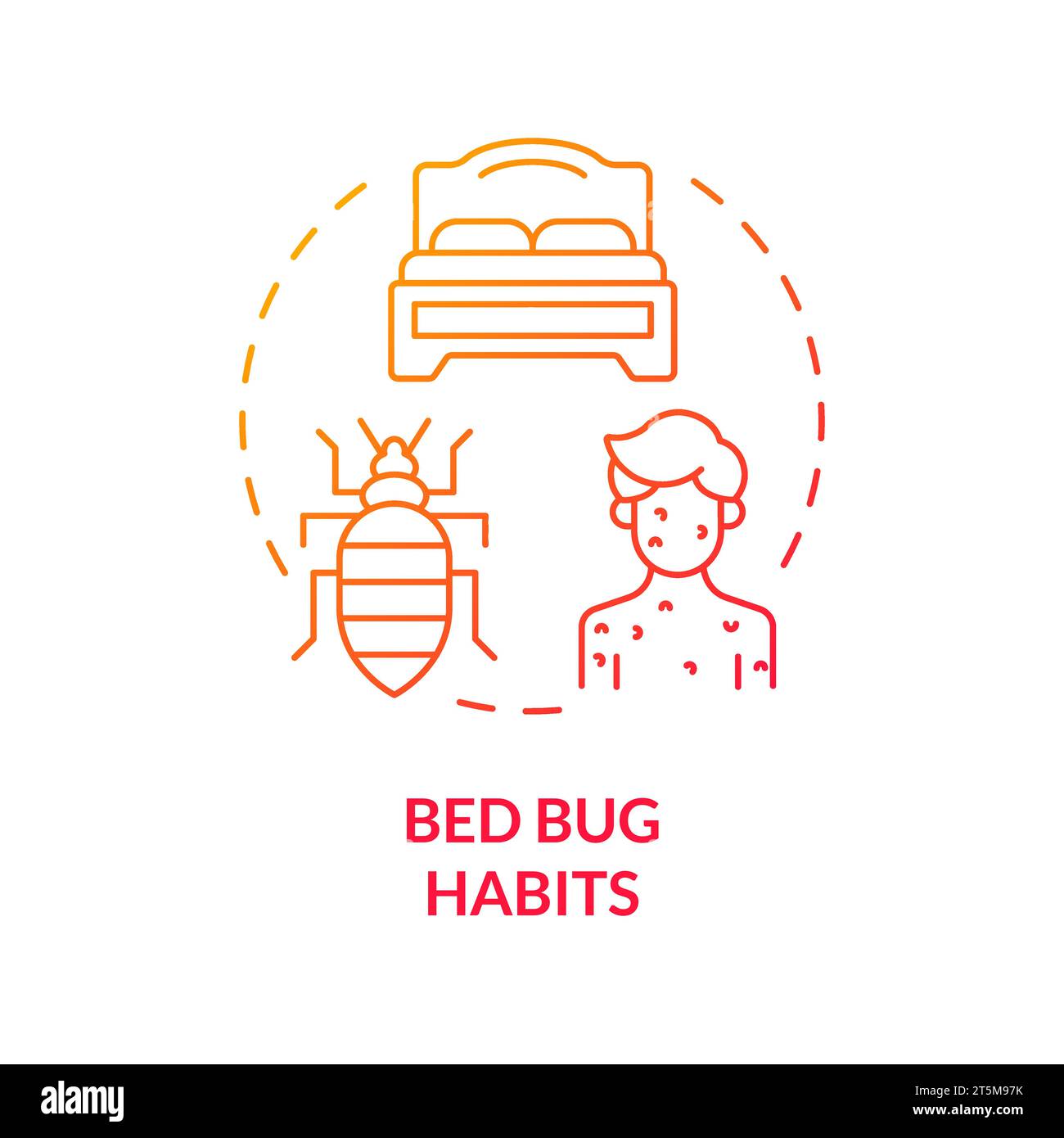 Thin gradient icon bed bug habits concept Stock Vector