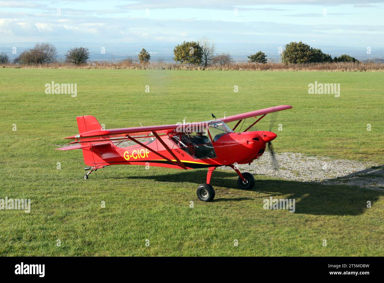 an Aeropro Eurofox 912 (IS) tow plane call sign G-CIOF on the ground at Yorkshire Gliding Club, Sutton Bank, North Yorkshire Stock Photo
