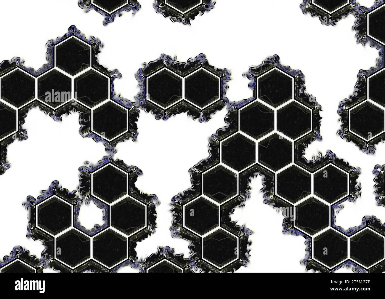 Cells with rusty black color and plastic shapes on a white background ...