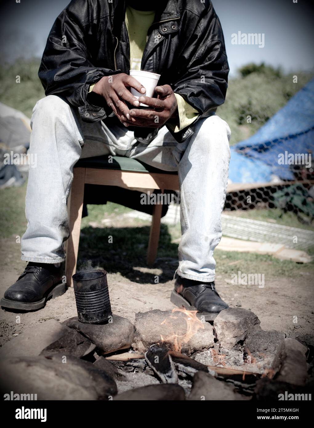 Tent city in Sacramento, CA. Stock Photo