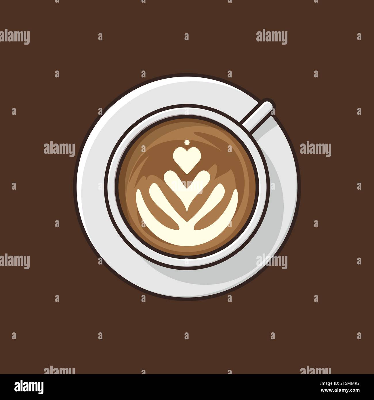 Coffee with froth art top view vector illustration for National, Latte Day on February 11 Stock Vector