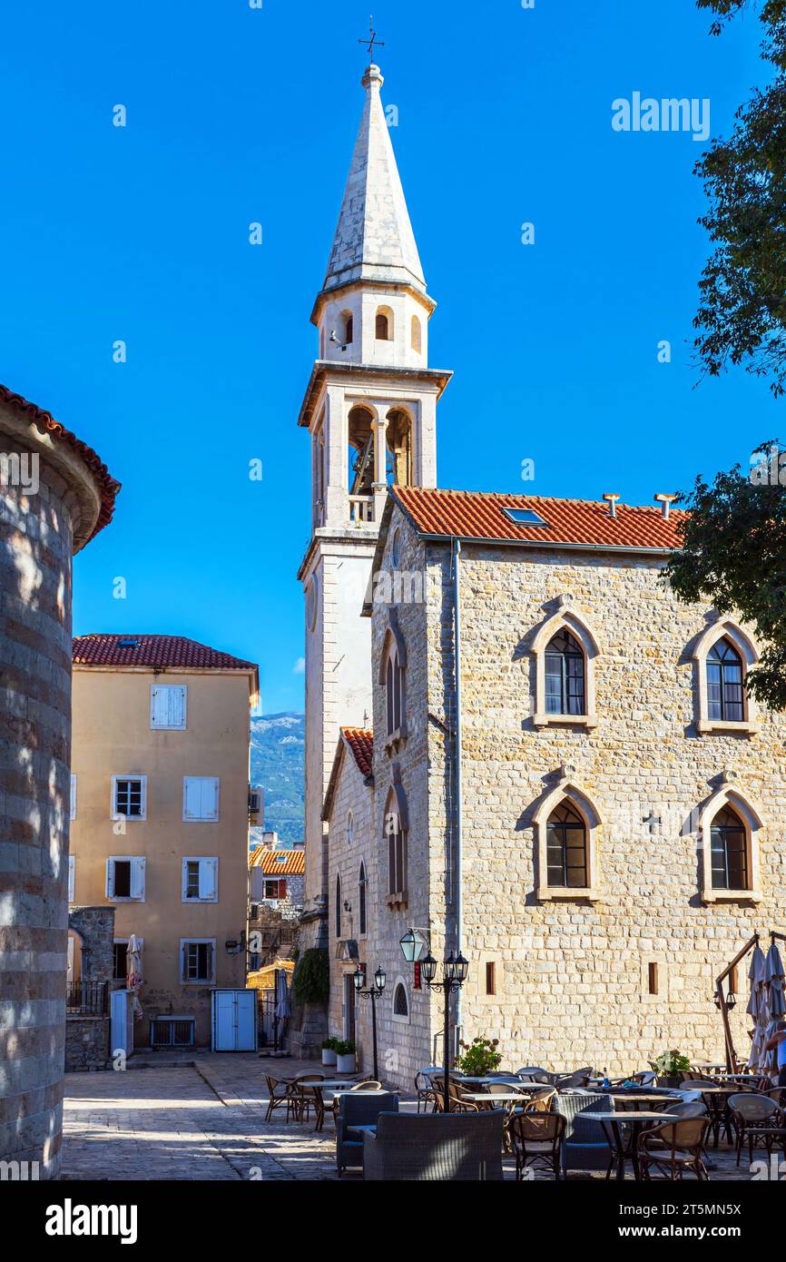 Budva Montenegro, The Catholic Church of St John in Budva Stock Photo