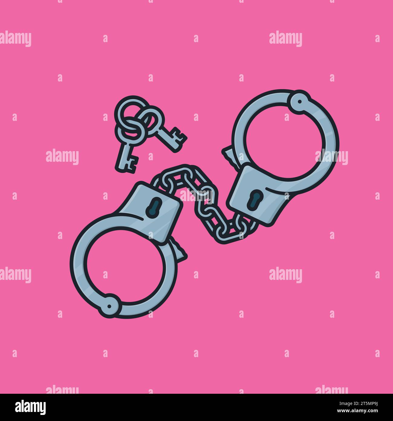 Pair of handcuffs and keys vector illustration for handcuff Day on