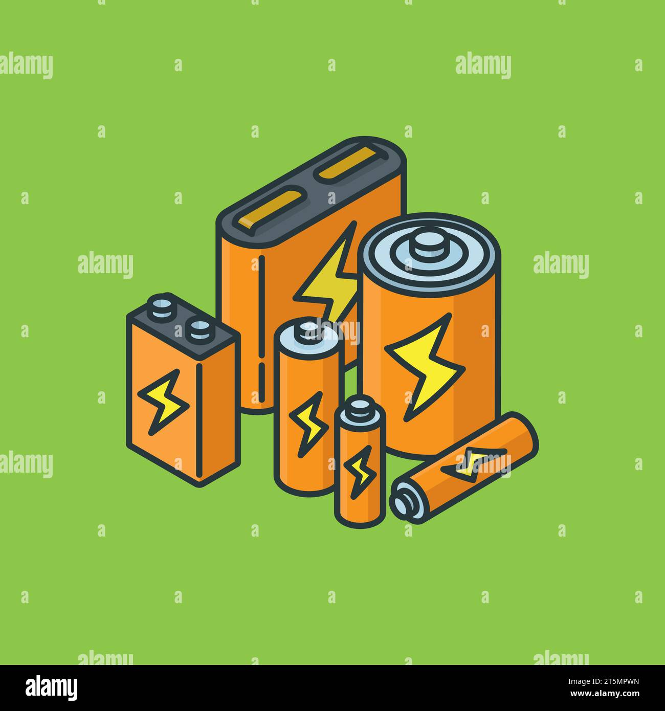 Variety of batteries vector illustration for National Battery Day on ...