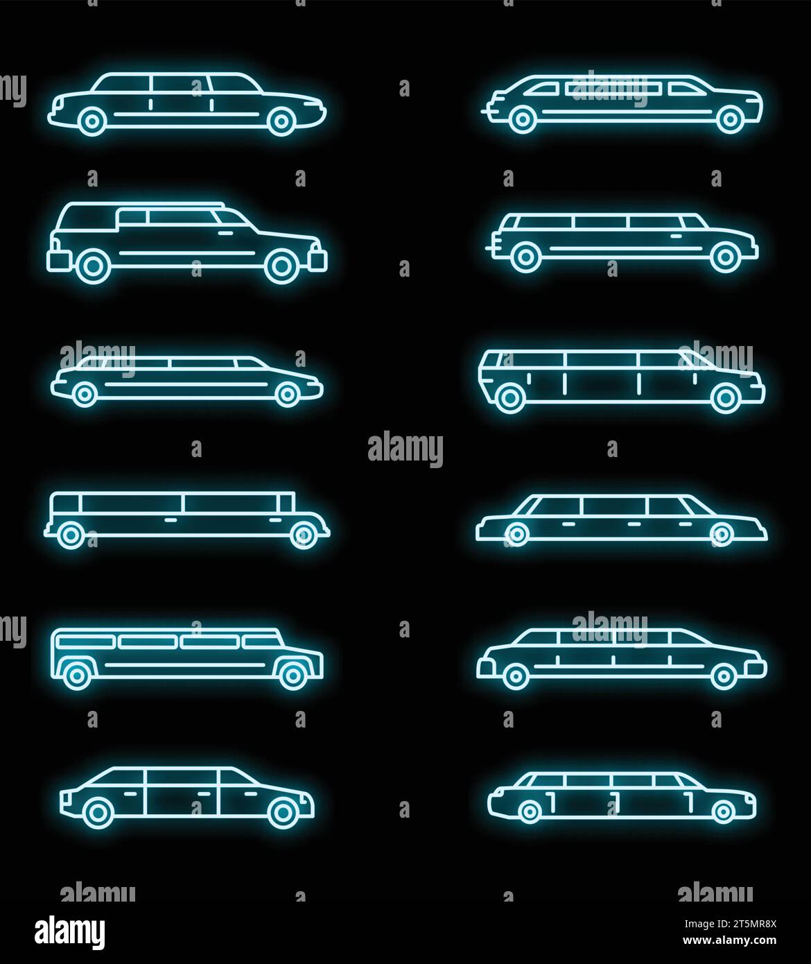 Wedding limousine icons set. Outline set of wedding limousine vector ...