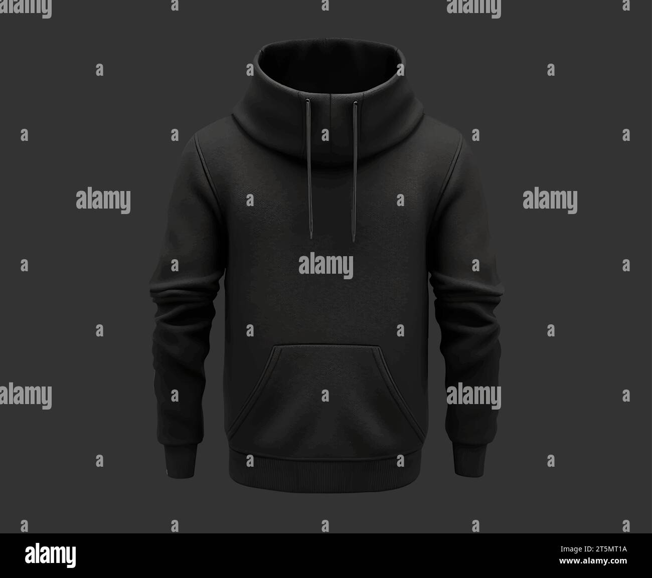 Hoodie black template, Clothes store mockup, Basic sweatshirt mock up, Cyberpunk style mock-up, Clean hoodie model. Stock Vector