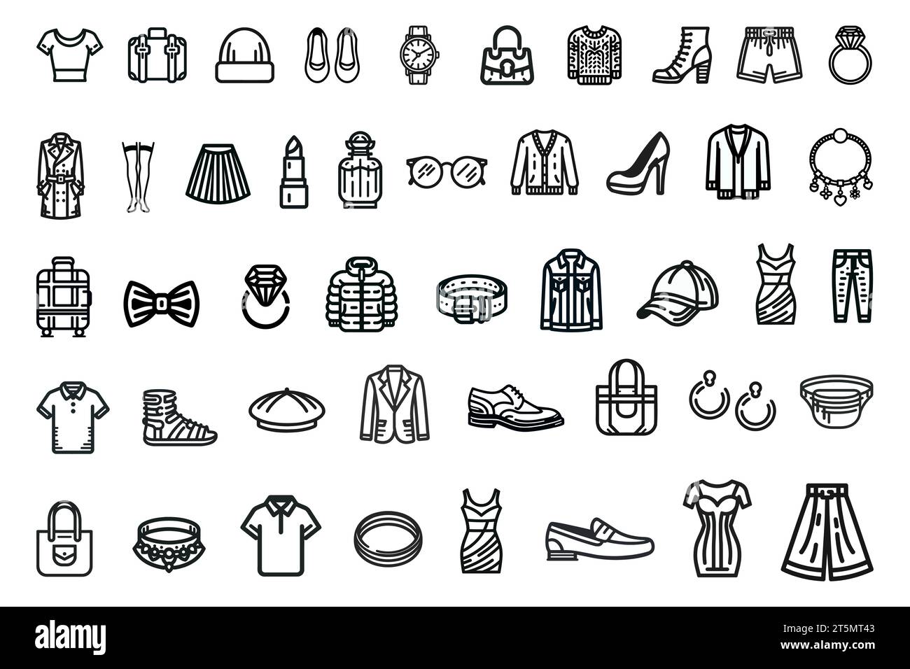 Fashion icons set, thin line style isolated. Vector illustration Stock ...
