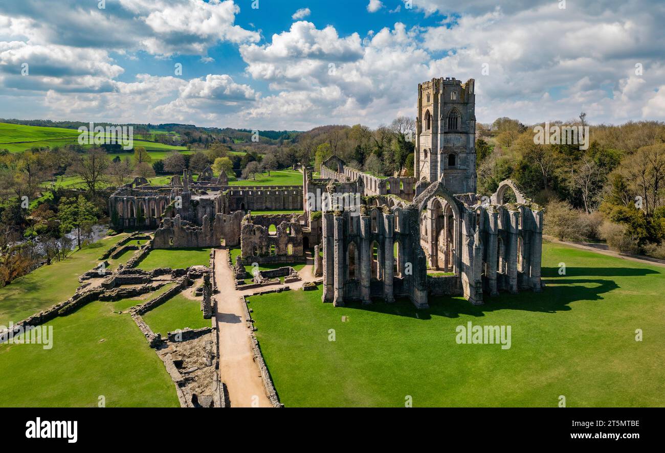 Fountains Abbey ruins near Ripon in North Yorkshire in the United Kingdom Stock Photo